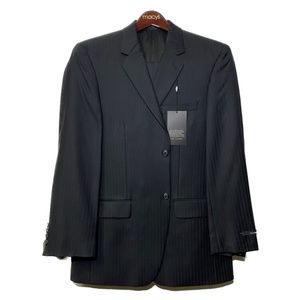 NWT Alfani Luxury Men’s Wool & Cashmere 2 Piece Black Suit Set - Size 38S 32W